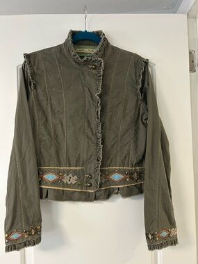 Miss Me Y2k cropped military style jacket studded embroidery